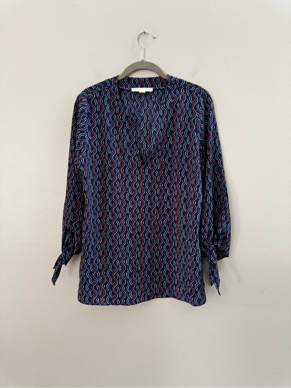 Michael Kors Navy Blue 3/4 Sleeve Lightweight Blouse Women’s Medium - Picture 2 of 7